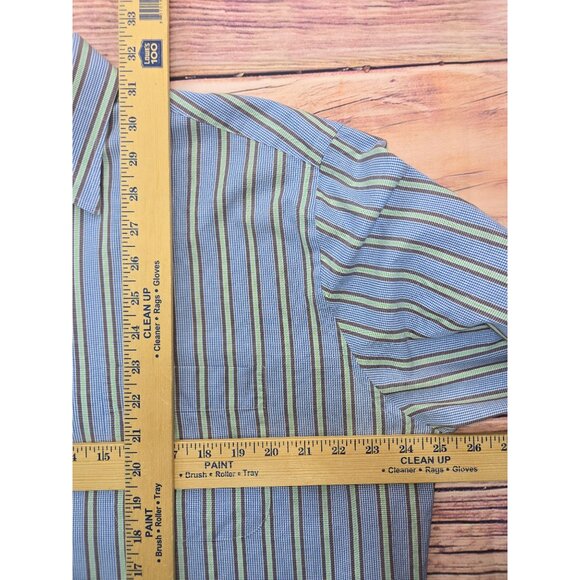 Peter Millar Mens Blue-Green Striped Dress Shirt Large - Picture 6 of 6